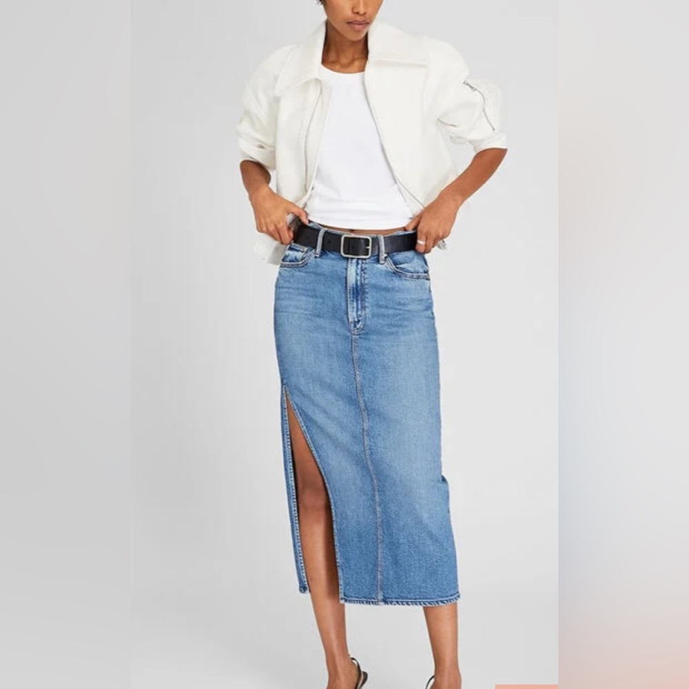 MOTHER DENIM THE SPLIT SECOND SKIRT IN STRIKE A POSE
